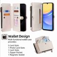 thumbnail image 4 of Dteck Phone Case for Samsung Galaxy A16 5G Zipper Wallet Cover, Shockproof PU Leather Card Holder Slot Stand Wrist Strap & Shoulder Strap Cell Mobile Case for Women Men, White, 4 of 8