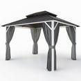 thumbnail image 2 of EAGLE PEAK 12x10 Outdoor Aluminum Frame Hardtop Gazebo with Galvanized & Powder Coated Steel Double Roof, Includes Netting and Curtains, for Garden, Patio, Deck and Lawn, 2 of 7