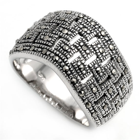 Rope Cutout Geometric Oxidized Ring .925 Sterling Silver Band Jewelry Female Male Unisex Size 7