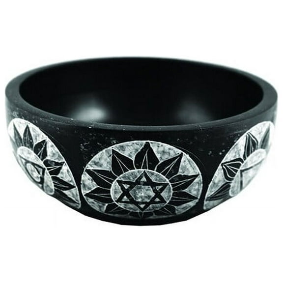 Black 7 Chakras Hand Carved Stone Smudge Bowl | 4" inch | For Smudging Herbs Palo Santo Sage | Ritual Altar Spell Bowl