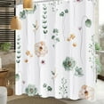 thumbnail image 2 of Floral Shower Curtain,Shower Curtains for Bathroom,Sage Green Beige Flower Shower Curtain Sets Leaf Shower Curtain Plant Modern White Fabric Waterproof Bathtub Curtain with Hooks 72x72Inch, 2 of 5