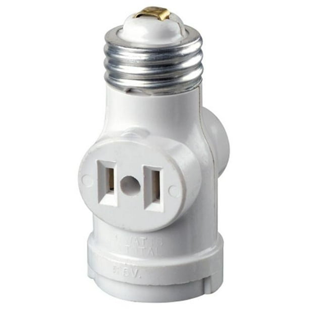 Leviton 15 Amp White Residential Grade Medium Base Lampholder Outlet Adapter R52