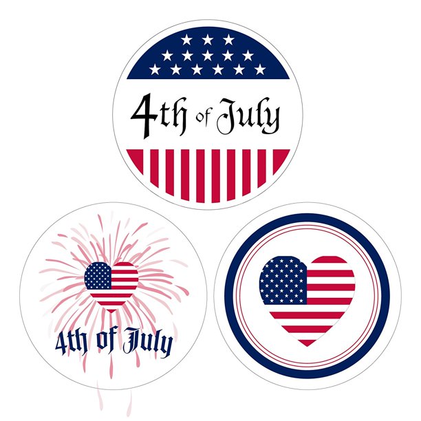 4th of July Labels 1-1/2" - 30 Labels/Stickers Per Sheet ...