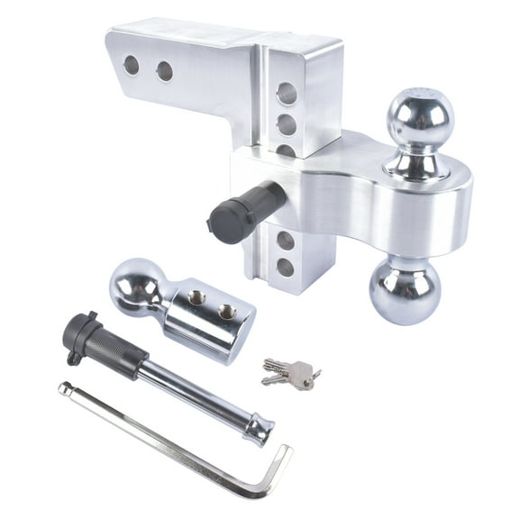GELUOXI Aluminum Trailer Hitch Fits 2.5 Inch Receiver 6" Drop/Rise 18500 LBS 1-7/8" 2" 2-5/16" Tri Hitch Balls