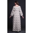 thumbnail image 4 of Bimba Moss Georgette Leaves & Magnolia Floral Printed Womenâ€™s Long Sleeve MaxiÂ&nbsp;DressÂ&nbsp;Elastic Waist Gown-XX-Large, 4 of 5