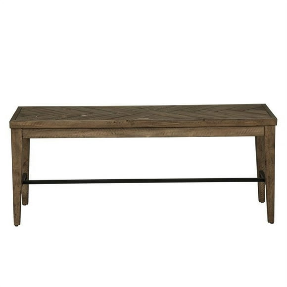 Pemberly Row 18" Modern Wood Bench with Fixed Top in Light Brown