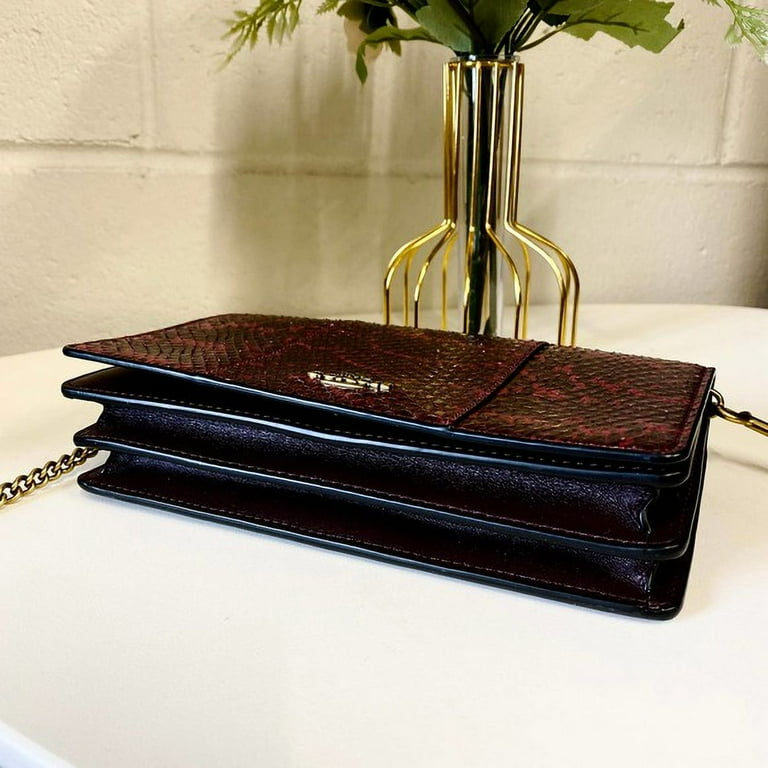 Callie foldover chain clutch in blocked snakeskin sales