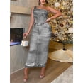 thumbnail image 5 of cu4eve Vestidos de un hombro para mujer casual verano Demin impreso sin mangas más tamaño bodycon maxi vestido fiesta clubwear, 5 of 5