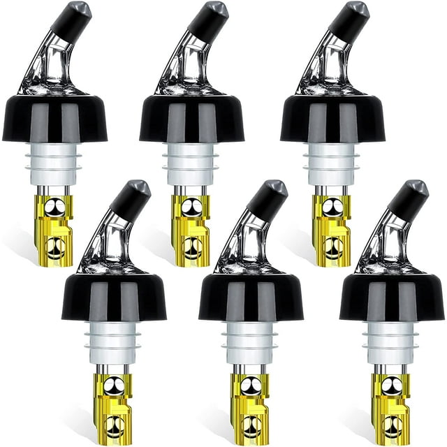 Automatic Measured Bottle Pourer - Quick Shot Spirit Measure Pourer Drinks Wine Cocktail Dispenser Home Bar Tools (yellow 6 pack)