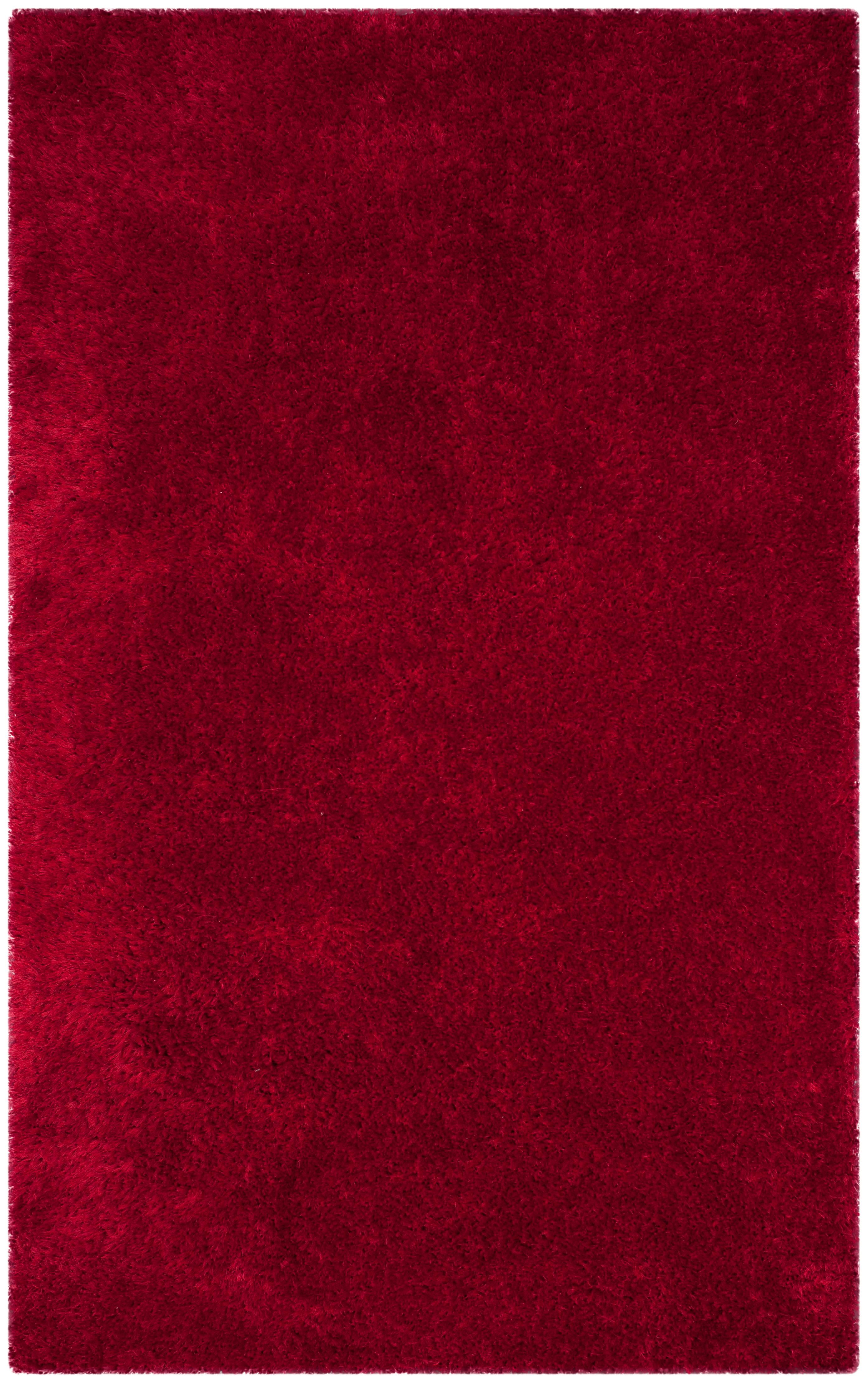 SAFAVIEH Luxe Paxton Solid Plush Polyester Shag Area Rug, Red, 5' x 8'