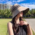 thumbnail image 3 of Women Sun Hat Stripe Contrast Color Sunscreen Bucket Hat, 3 of 7