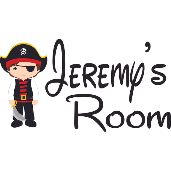 Cartoon Pirate Pirates Sword Eye Patch Customized Wall Decal - Custom Vinyl Wall Art - Personalized Name - Baby Girls Boys Kids Bedroom Wall Decal Room Decor Wall Stickers Decoration Size (20x40 inch)