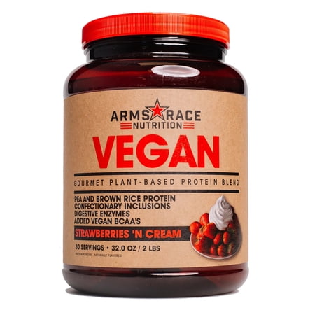 Arms Race Nutrition VEGAN - Gourmet Plant-Based Protein Blend  30 Servings (Strawberries  N Cream)