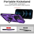 thumbnail image 6 of for iPhone 12 / iPhone 12 Pro Case with Camera Lens Cover HD Screen Protector,  Grade Drop Protection  Ring Holder Kickstand Protective Phone Case for iPhone 12 / 12 Pro (Purple), 6 of 16