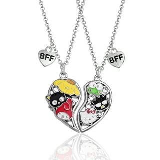 Hello Kitty Sanrio Womens Necklace Official License - Silver Plated  Necklace with Enamel and Crystal Pendant