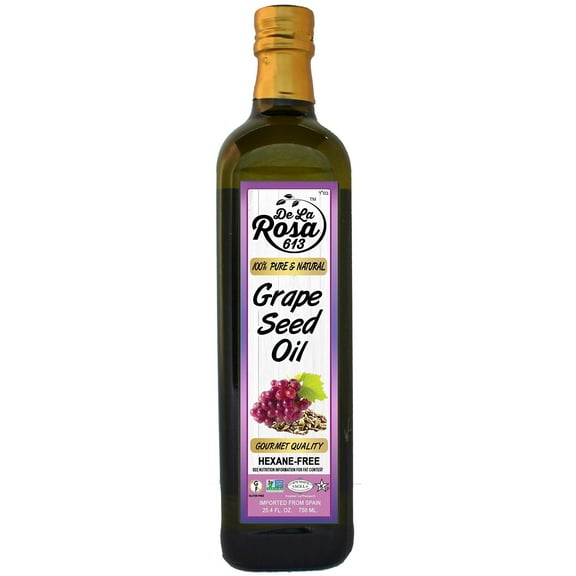 De La Rosa 613 100% Pure Grape Seed Oil, Expeller Pressed, 25.4oz(Pack of 1)