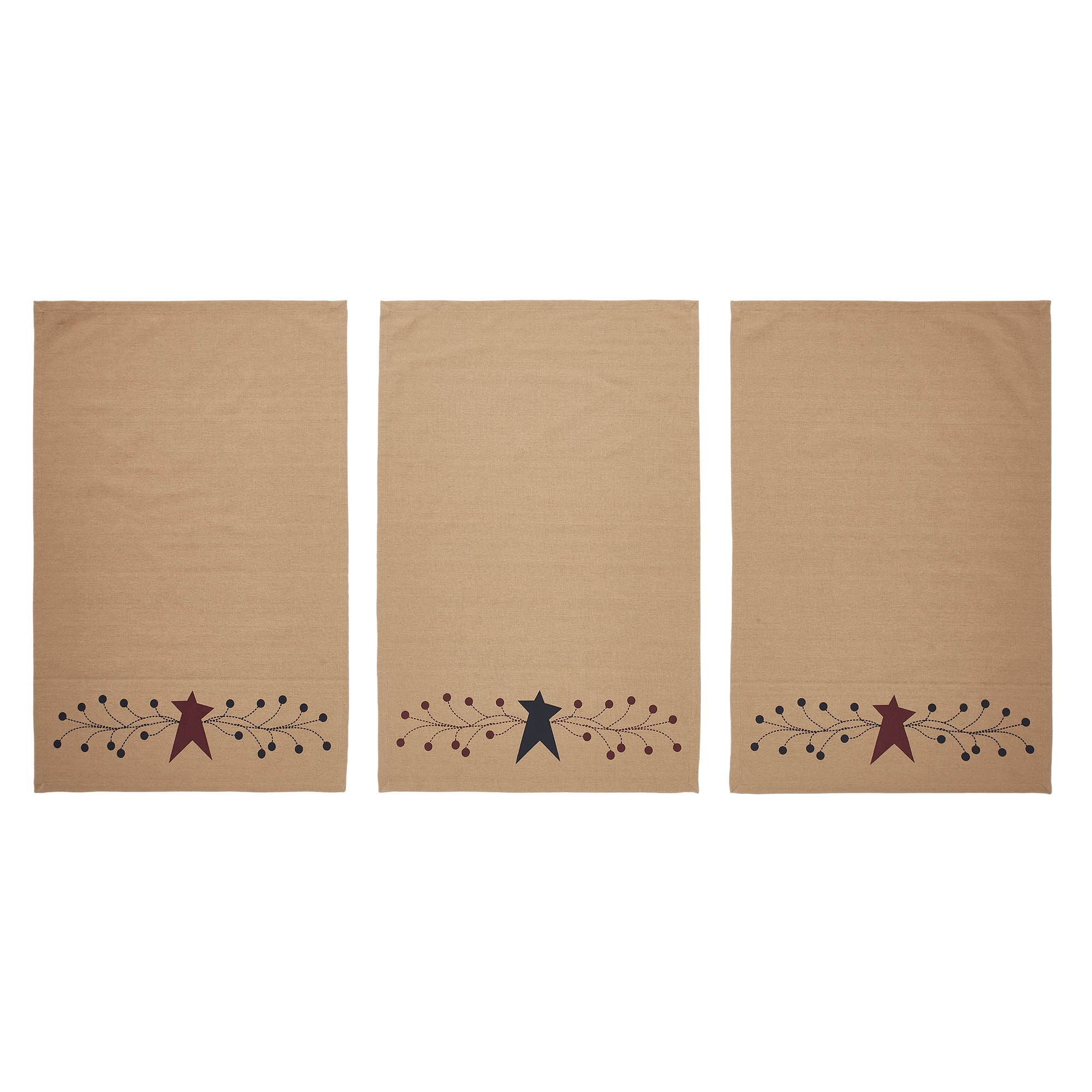 VHC Brands Cotton Kitchen Towel Set of 3, Printed, Tea Towel, Dish Towels, Pip Vinestar Collection, Rectangle 28x19, Natural
