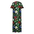 thumbnail image 4 of Aobny Hawaiian Beachy Dresses for Women 2025 Flower Floral Sundress Midi Short Sleeve Crew Neck Cute Summer Dresses for Women, 4 of 6