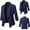 Navy women fall blazer jacket a1, variant on thefmos Women Fall Winter 3/4 Sleeve Ruched Open Front Blazer Jacket Casual Collared Office Work Tops Dressy Basic Cardigan Outwear, Pink 3XL