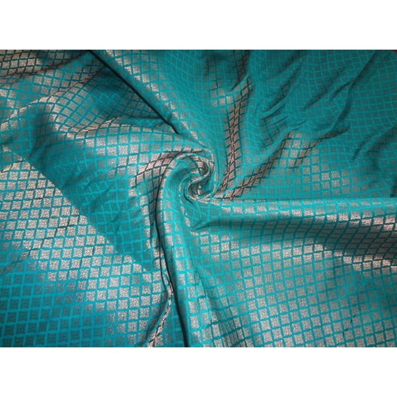 Brocade Fabric peacock green x mettalic Gold Color 44quot;