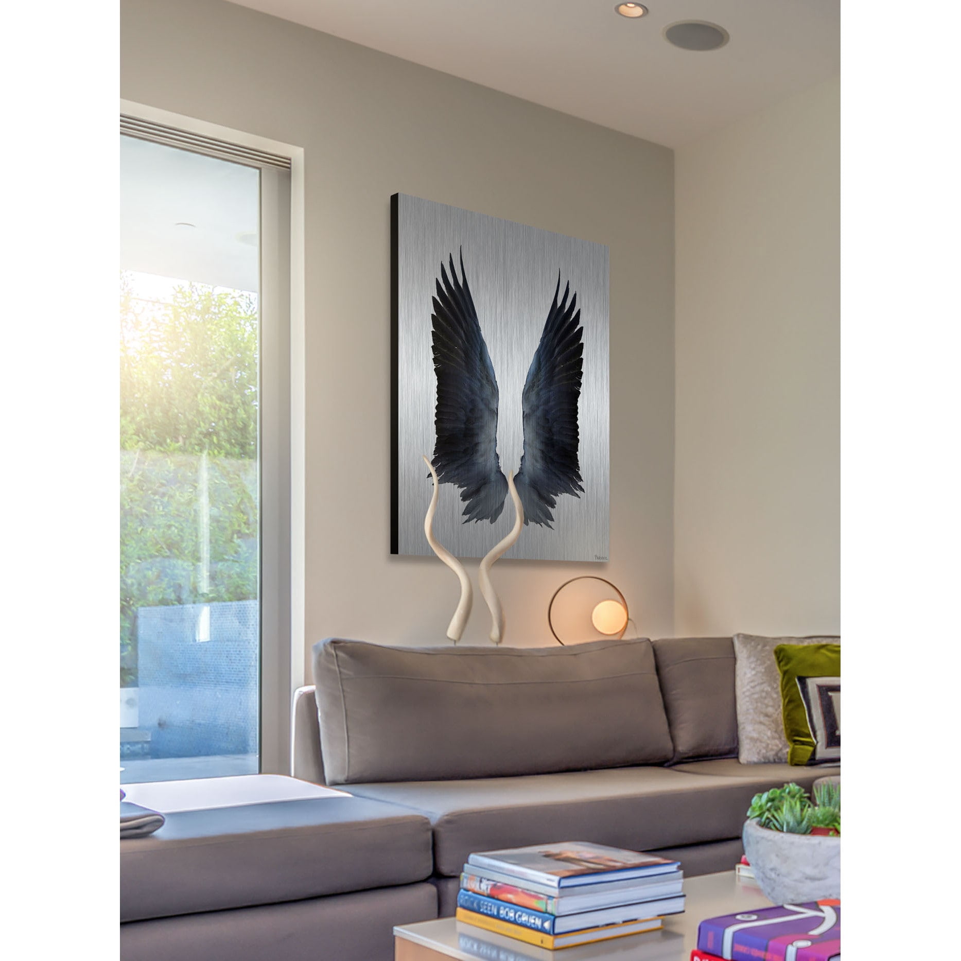 Parvez Michel Inc Parvez Taj - Black Wings Painting Print on Brushed Aluminum