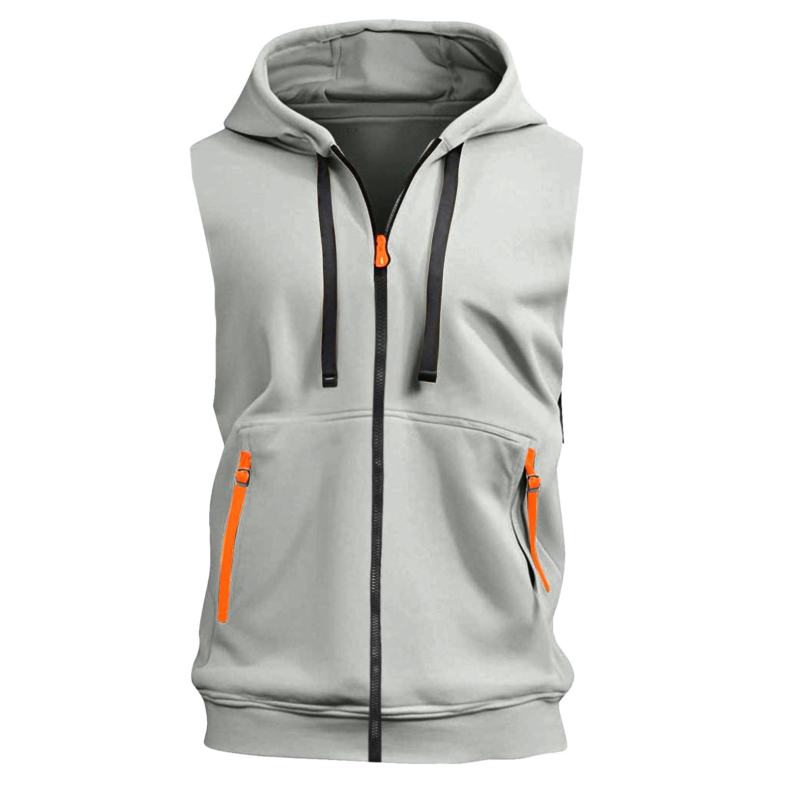 Men's Hooded Zipper Cardigan 60% Cotton 40% Linen Sleeveless Vest Quick Dry Breathable Workout Running Bodybuilding Casual Gym Outdoor Sports Beach | Zenithor,Gray 2XL