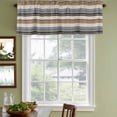 thumbnail image 4 of 2 Pack Valances for Windows, Brown Blue Striped Window Valances for Living Room/Bedroom/Bathroom, Farmhouse Vintage Stripe Light Filtering Kitchen Curtain Valance Window Treatment 60"W x18" L, 4 of 9