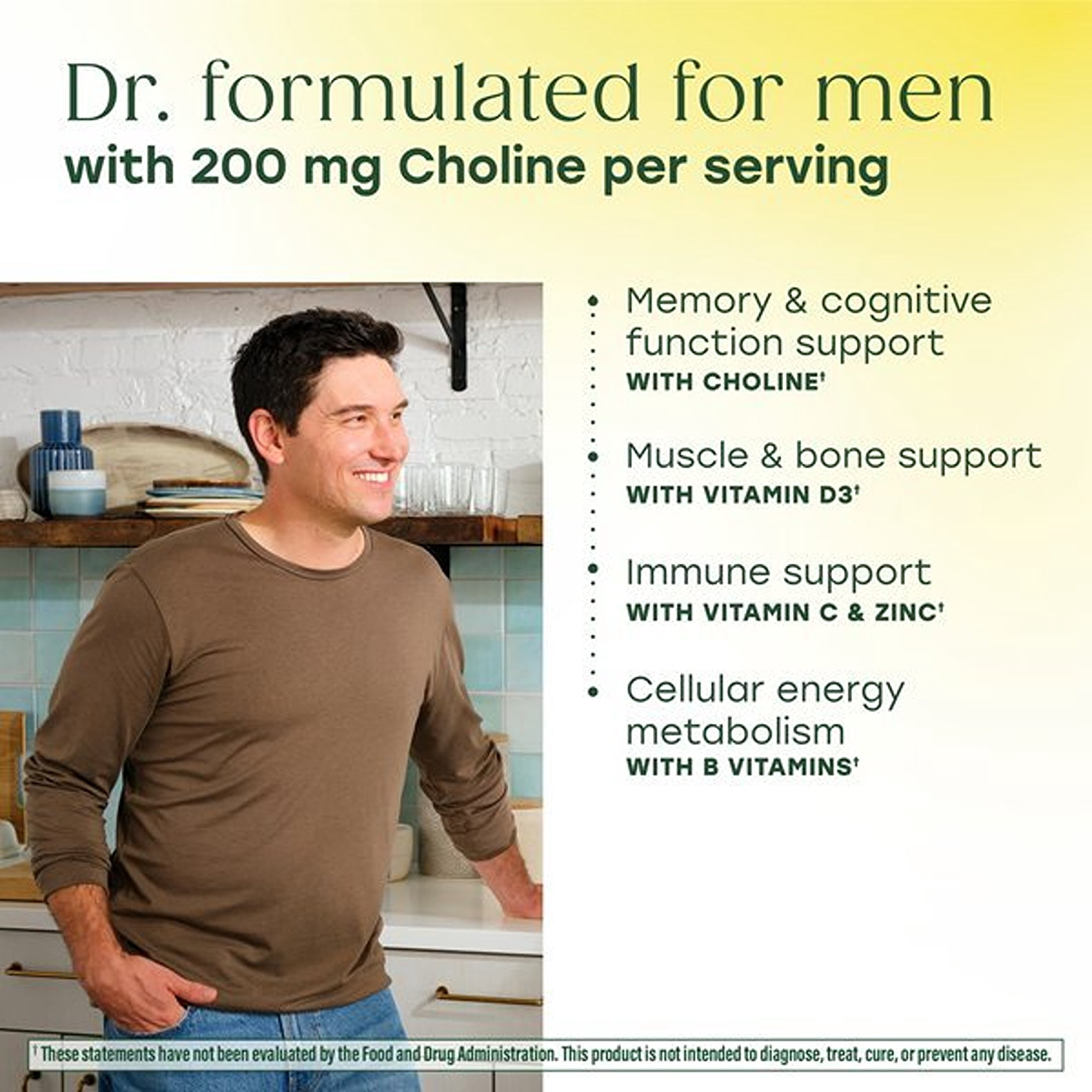 MegaFood Men's Advanced Multivitamin - Choline, Zinc, Vitamins B12, D3 & C - 30 Servings