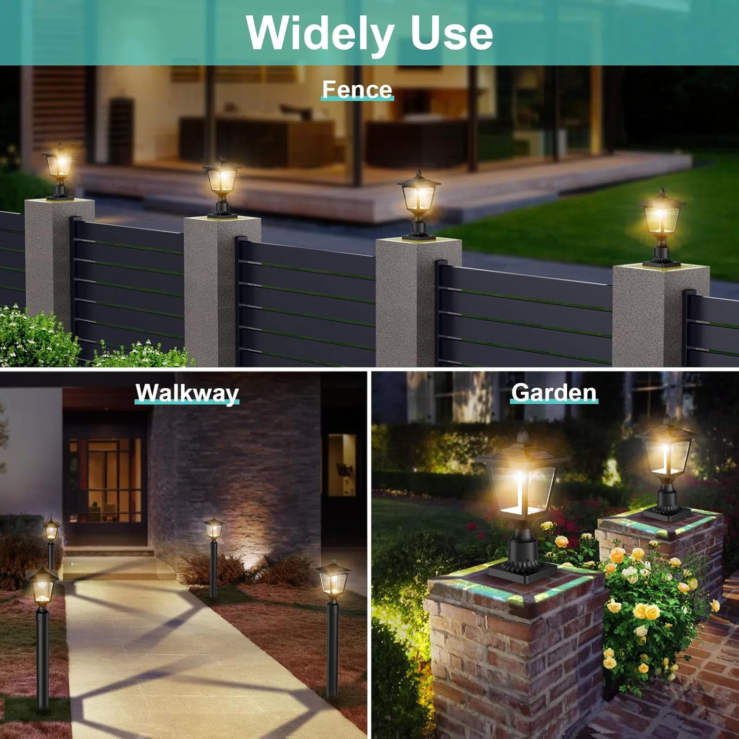Dusk to Dawn Solar Lamp Post Light with Pier Mount Base, Waterproof Outdoor Solar Post Lights for Garden Yard Landscape Pole Pillar Decoration (Cool White 6000K)