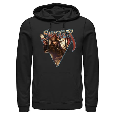 Men s Pirates of the Caribbean: Curse of the Black Pearl Jack Sparrow Swagger Pull Over Hoodie Black X Large