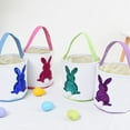 thumbnail image 6 of Jlong Easter Bunny Basket Bags for Kids, Sequin Rabbit Pattern Egg Basket Hunt Bags Canvas Cotton Bucket with Fluffy Tail for Easter Eggs, Candy, Gift, 6 of 9