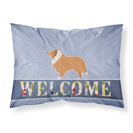 Carolines Treasures BB5520PILLOWCASE Collie Welcome Fabric Standard Pillowcase Standard multicolor