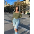 thumbnail image 6 of MOYIKO Round Neck Long Sleeve BodySuits Womens Slim Fitted Tight Basic Tops, 6 of 8