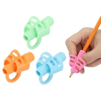 Uxcell 3 Pcs 3 Fingers Handwriting Pencil Grippers, Light Blue,Green,Orange