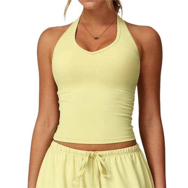 Chaleco de Yoga for mujer, ropa interior deportiva ajustada en forma de V for belleza en la espalda, chaleco deportivo for ejercicio de carrera, almohadilla for pechos extraíble