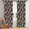 thumbnail image 5 of Blackout Kids Curtains,Black Colorful Skull Flower Pattern Childrens Insulated Curtains Set Of 2,Bedroom Essentials,Toddler Room Decor 42x84in(106x213cm), 5 of 5