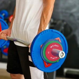 TEQIN Rubber Bumper Plates,Cast Iron 2-Inch Olympics Weight Plates Set for Strength Training,Barbell Free Weight Plate Set, Multiple Sizes For Weight Lifting (1.25LB,2.5LB,5LB,10LB) x2