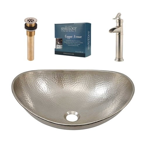 Sinkology Hobbes Metal Oval Vessel Bathroom Sink with Faucet