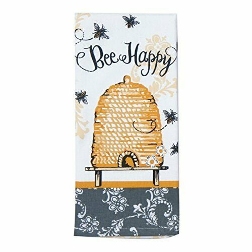 Kitchen Towels Set 2 Queen Bee Pink Yellow Bumble Hive Honey Cotton Quality Gift 