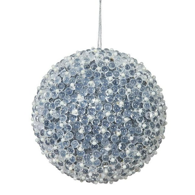 Vickerman N160427 Pewter Acrylic Beaded Ball Ornament, 4 in. - 4 per Box