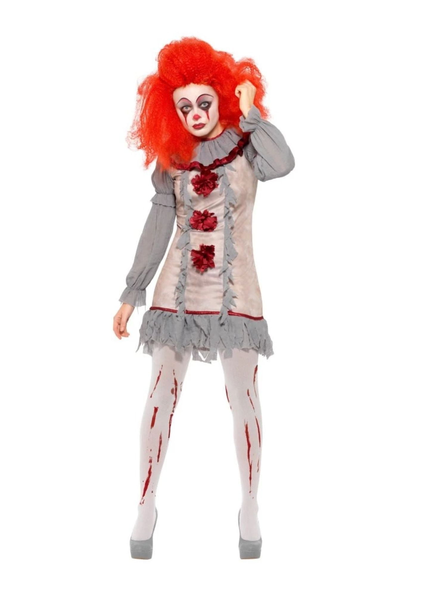 Freak Show Clown Lady Halloween Horror Fancy Dress Costume Size 10-14 