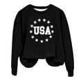 thumbnail image 4 of Charmgo USA Sweatshirt Under $15, Women's Autumn Round Neck American Flag USA Print Loose Casual Pullover Sweatshirt USA Sweatshirt Women, Sweatshirt for Teen Girls Black M, 4 of 6