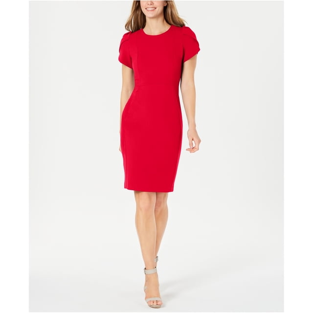 Calvin Klein Vestido de vaina sólida para mujer, rojo, 8 Calvin Klein Vaina
