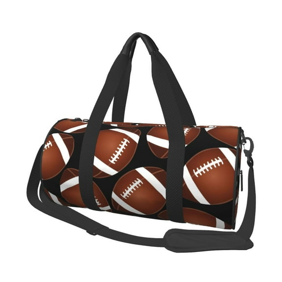 Easygdp Brown Football On Black Travel Duffle Bag,Carry on Bag Travel Bags Gym Bag Carry On Luggage Bags