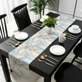 thumbnail image 5 of Blue Gray Palm Tree Table Runner Cotton Linen 120 Inch Holiday Dresser Scarves, Vintage Summer Botanical Tablerunner for Kitchen Coffee Dining Bedroom Home Living Room Dinner Scarf Décor 13''x120'', 5 of 9