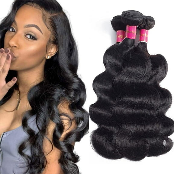 Brazilian Virgin Human Hair Extensions 3 Bundle Body Wave Hair Wave Weft Black Women 10A Grade(10"10"10")