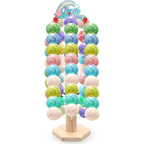 Lollipop Tree Stand 60 Holes Wooden Cake Pop Stand, Candy Table Display Cake Pop Holder for Wedding Birthday Party Baby Showers