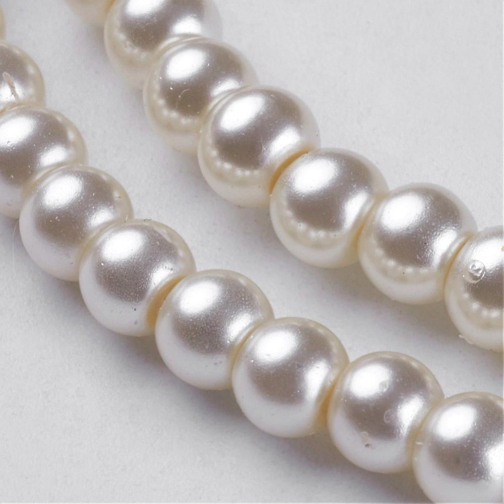 20 Strand Glass Pearl Beads Strands Pearlized Round Creamy White 4~5mm Hole: 1mm about 200pcs/strand 30.71 inch(78cm)DIY