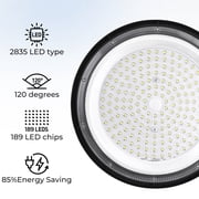 2 Pack High Bay Lights 300W LED Shop UFO Light 6000K IP65 Commercial Bay Lighting Fixture 30000 LM Super Bright, 5ft Cable Plug & Play for Warehouse Factory Garage Workshop Barn