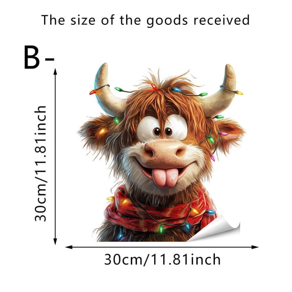 Christmas Cute Little Calf Window Stickers – Adorable Farm Animal Holiday Decals for Home Office Window Christmas Decor Easy Apply Removable No Residue Winter Festive Decoration